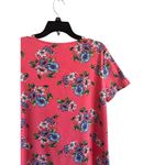 Rafaella  Women's Large Pink Floral Short Sleeve Round Neck Cotton Blouse Top Photo 9