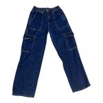 Simple Society  Blue Denim Carpenter Jeans 3/26 Wide Leg Mid-Rise Women Juniors Photo 1