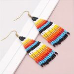 1 Pair Of Bohemian Native American Style Ethnic Glass‎ Beaded Earrings Photo 12