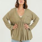 Free People  X We The Free Jolin Linen Cotton Tunic Blouse Top Hot Spring Green Photo 8