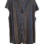 Max Studio  Women's 3X Blue Short Sleeve Button Front Blouse Casual Photo 0