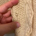 Vintage 100% Wool Hand knit Aran Dimond fisherman ivory cardigan sweater M/L Size M Photo 4