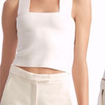 ALC Frank A.L.C. Size XS Lia Rib Knit Crop Tank Top White Coastal Clean Girl Minimalist Photo 0