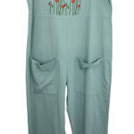 Source Unknown Floral Embroidered Jumpsuit Wide Leg Overalls Romper Sleeveless Casual Gardening Photo 0