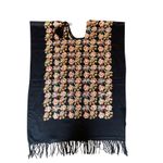 Mexican Artisanal Chiapas Poncho with Floral Embroidery Festival Wear Black Size undefined Photo 5