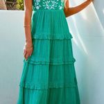 VICI PARISA EMBROIDERED TIERED MIDI DRESS - GREEN Photo 4