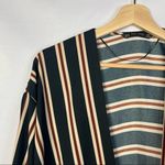 ZARA Black & Red Stripe Wrap Around Tie Front Long Sleeve Blouse XS Photo 3