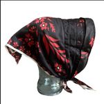 Vintage Mira Red & Black Quilted Puffy‎ Asian Print Shoulder Bag w/ Head Scarf Photo 3