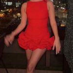 ZARA  bodysuit dress Red Ruffle skirt bodycon formal evening date coctail  Photo 4