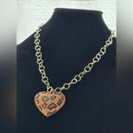 Leopard Print Rhinestone Heart Puffy Gold Felt 18” Necklace Brown Photo 6