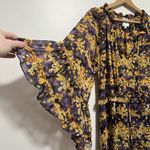MISA Los Angeles Yanira Midi Puprple Yellow Floral Ruffle Dress Size XS Photo 7