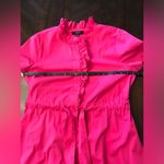 IM NYC Isaac Mizrahi Fuchsia Hot Pink Short Sleeve Ruffle Shirt Dress Size L Photo 5