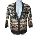 Lucky Brand  Jacquard Boyfriend Cardigan Small Western Boho Fall Sweater Photo 2