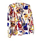 Vintage Don Elle Silk Colorful Equestrian Polka Dot Print Button Photo 0