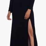 XScape Illusion Cutout Long Sleeve Black Gold Front Slit Evening Gown Size 4 Photo 0