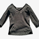 Boden Black Textured Boat Neck Blouse Women’s Size 6R Long Sleeve Top Photo 0