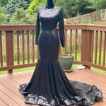 Custom Made Mermain dress sequin long train backless Turtle Neck Long Sleeve Rhinestones Slim Fit  Photo 0