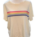 Marine layer  Easy Crop Graphic Tee Shirt‎ Antique White Large Rainbow Soft Photo 0