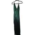 Lulus Fondly Loved Dark Green Satin Wrap Maxi Dress Photo 1