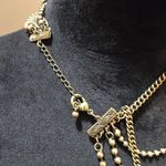 Womens Gold Tone Beaded & Curb Chain 5 Strand Pendant Charm Necklace Jewelry Photo 5