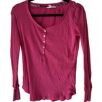 Victoria's Secret Henley Shirt Y2k Fitted Medium Pink Long Sleeve Thermal Top Photo 0