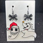 Nightmare Before Christmas Earrings with Black Bow & Black Accents Red Photo 2