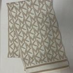 Michael Kors  Iconic MK Logo Metallic Gold Neutral Reversible Knit Scarf EUC Photo 1