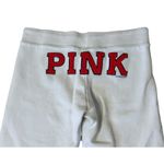Y2K VICTORIA’S SECRET PINK White Fleece Campus Sweatpants Red Patch Letters Sz L Size L Photo 6