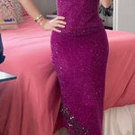 Scala Vintage  Beaded 2-Piece Magenta Formal Set | Y2K Asymmetrical Skirt set Photo 0
