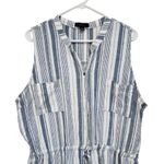 Kelly Renee Stripes Sleeveless Tie Waist Romper Shorts Blue White Size XL Photo 1
