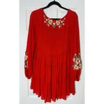 Free People Orange Red Embroidered Boho Floral Spell On You Mini Dress XS Photo 16