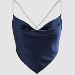 Cider Satin Pearl Cowl Neck Tank Photo 0