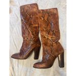 Gianni Binni Knee High Snakeskin Boots size 8 Brown Photo 4