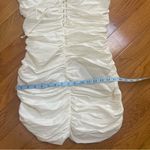 ZARA Ruched Bodycon Mini Dress Ruffled Strappy Ivory White Party Dress Sz S Photo 7