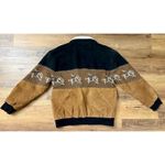 Vintage Leather Bomber Jacket L Western Horse Rider Sherpa Collar Wool Coat Black Size L Photo 2