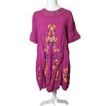 Free People  Perfectly Victorian Embroidered Mini Dress Size Medium Pink Boho Photo 4