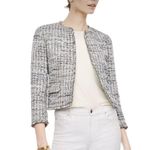 Ann Taylor NWT  Grid Fringe Tweed Open Jacket - Size 12 Photo 0
