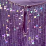 Vintage Purple Sequin Silk Top XL Beaded Short Sleeve Party Blouse Photo 4