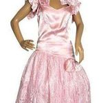 American Vintage Vintage 80's pink drop waist sleevless lace netting overlay bows dress small Photo 0