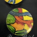 Vtg Pier 1 Imports Dress Your Shirt 4 Button Covers Art‎ Abstract Delicate Boho Yellow Photo 1