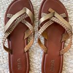 MIA  Gold Strappy Flip Flop Sandals Photo 0
