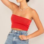 LOYO Boutique Red Strapless Crop Top Tube Top Photo 0