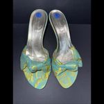 Kate Spade  Silk Metallic Floral Preppy Designer Classic Slip On Sandal Heels 8AA Photo 1