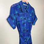 Soft Surroundings  Aquatica Midi Shirt Dress Floral Resort Dazzling Blue Small Photo 3