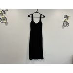 Reformation  Christina Square Neck Crepe High Slit Midi Black Dress US 2 Photo 4