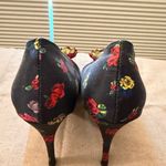 Betsey Johnson  Black Floral Heels with Green Accents Photo 4