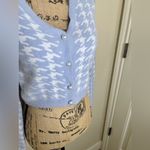 Haute Monde NTM: Light Blue & White Cropped Houndstooth Cardigan Size Medium Photo 9