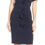 Chelsea28 Dress Womens 10 Petite Blue Ruched Puff Sleeve V Neck Mini Photo 0