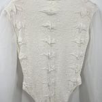 VTG Bhatti France Lace Ruffle Bodysuit Shoulder Pads Victorian S/M Classy Photo 13