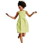 Heidi Weisel Fit & Flare Green Textured Sleeveless Geometric Dress 14 Pastel NWT Photo 3
